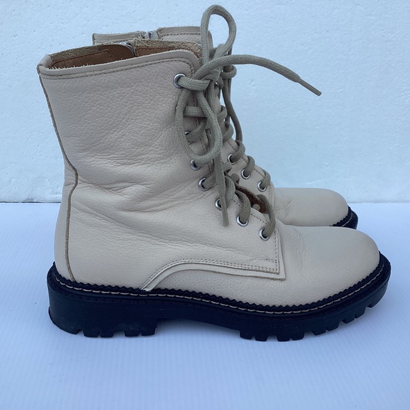 M Gemi Benedetta Sand Beige Combat Boots Like New Size 37 / 6.5 - Picture 1 of 9